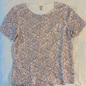 J. Crew Vibrant Sequin Short Sleeve Tee